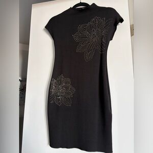 Zara Black Dress with Floral Embellishments